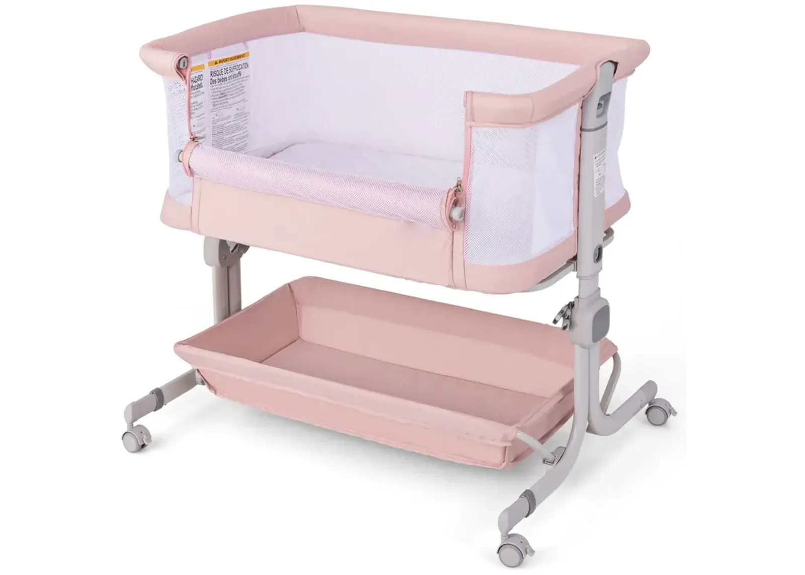 Baby Bassinet Bedside Sleeper with 6-Level Adjustable Height