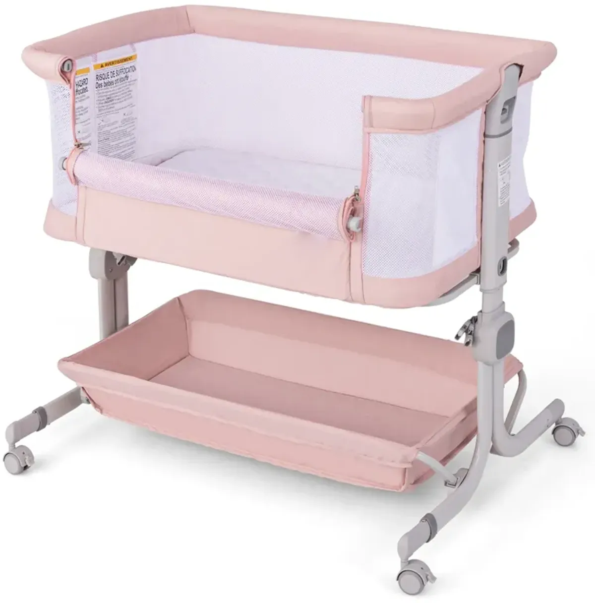 Baby Bassinet Bedside Sleeper with 6-Level Adjustable Height