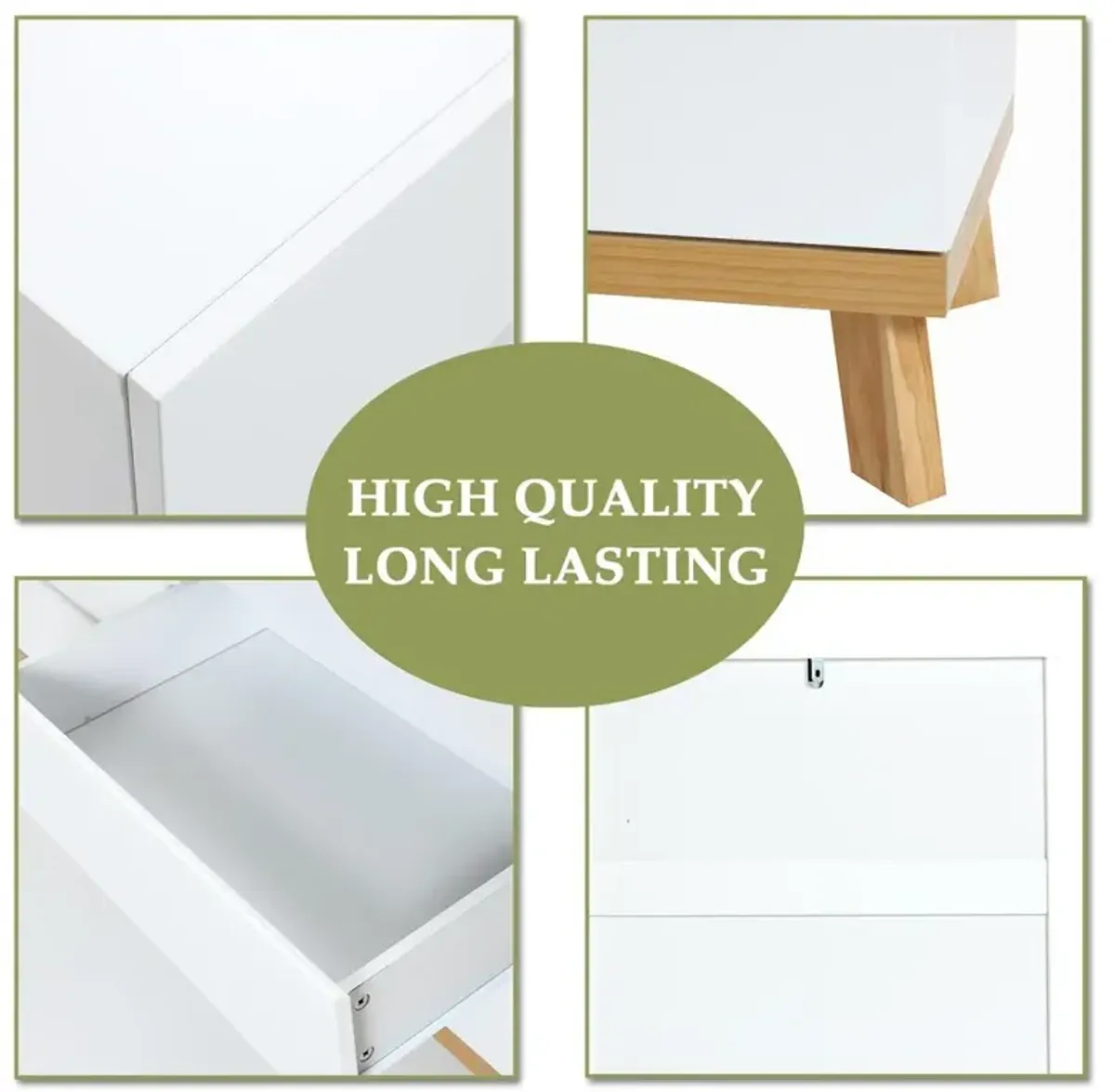 LuxenHome Modern White Wood 6-Drawer Dresser