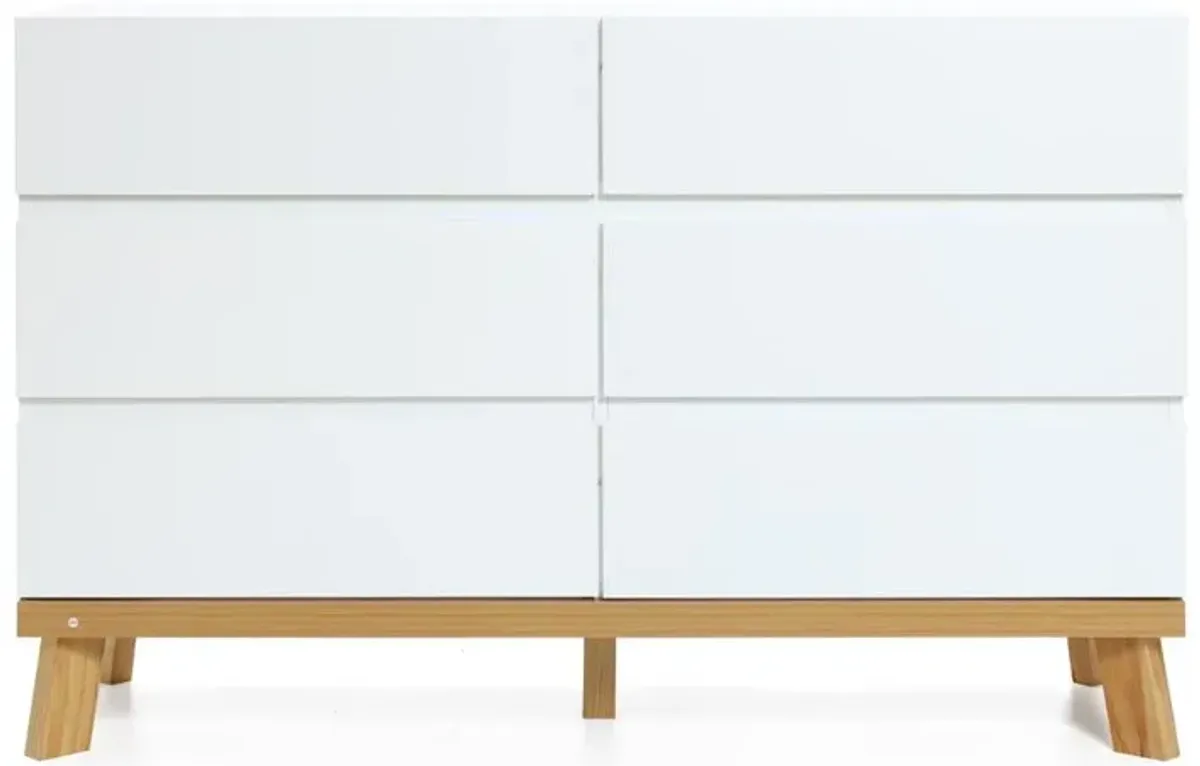 LuxenHome Modern White Wood 6-Drawer Dresser