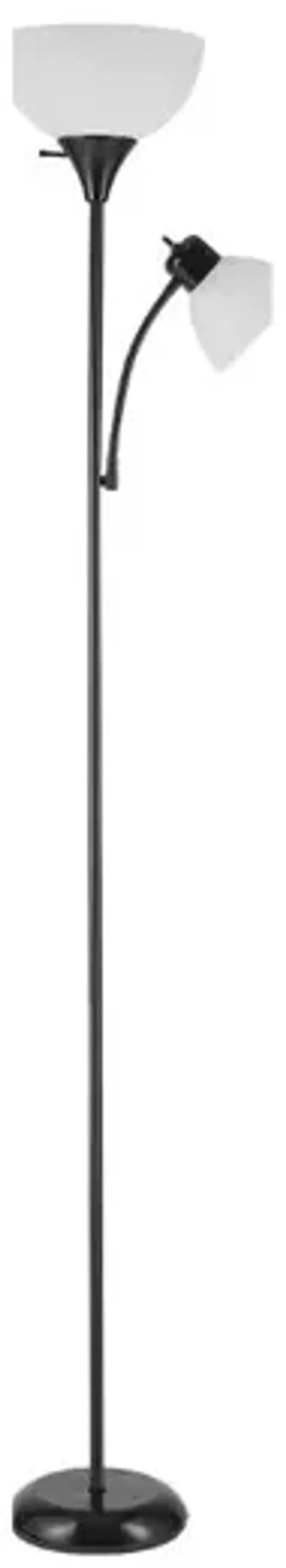 72" Torchiere Floor Lamp – Matte Black, Frosted Shade,Reading Light