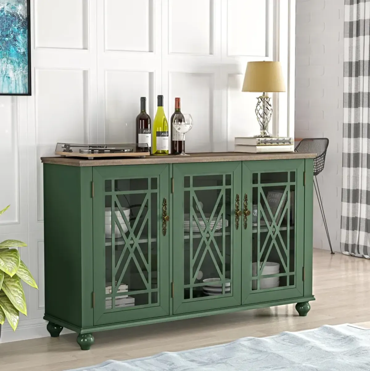 FESTIVO 55" Antique-Inspired Kitchen Buffet Sideboard Cabinet