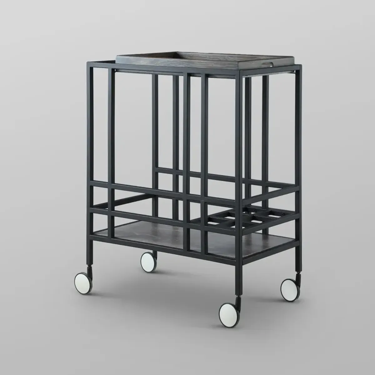 Inspired Home Ron Bar Cart Serving Tray with Caster