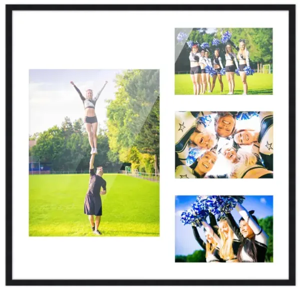 14.5x16 Wood Collage Frame with a White Mat for 8x10 & 4x6 Pictures