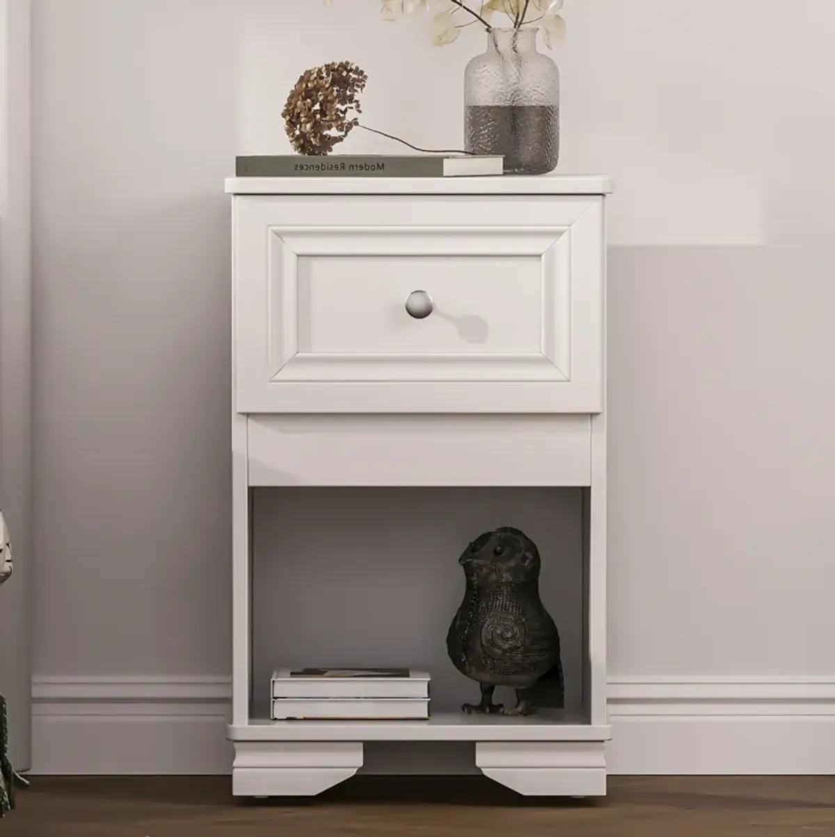 Merax Elegant Design Nightstand with A Drawer and Open Shelf