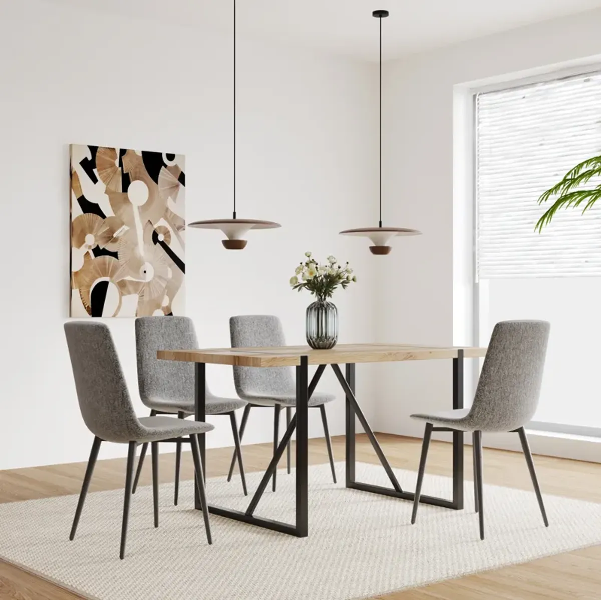 Merax Dining Table and 4 Dining Chairs Dining Set