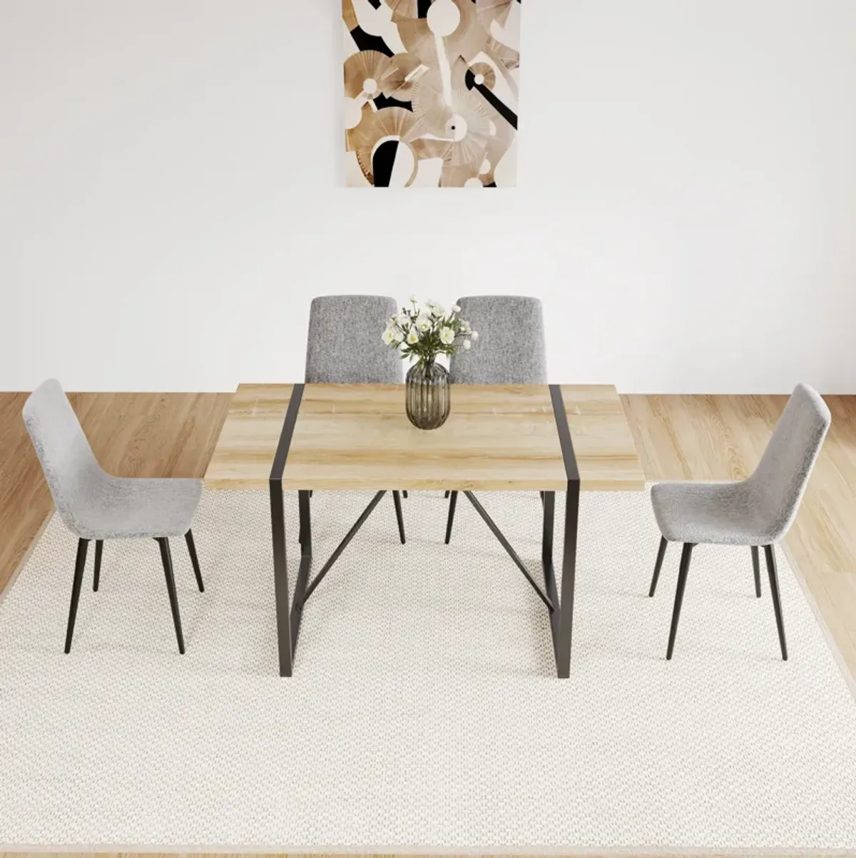 Merax Dining Table and 4 Dining Chairs Dining Set