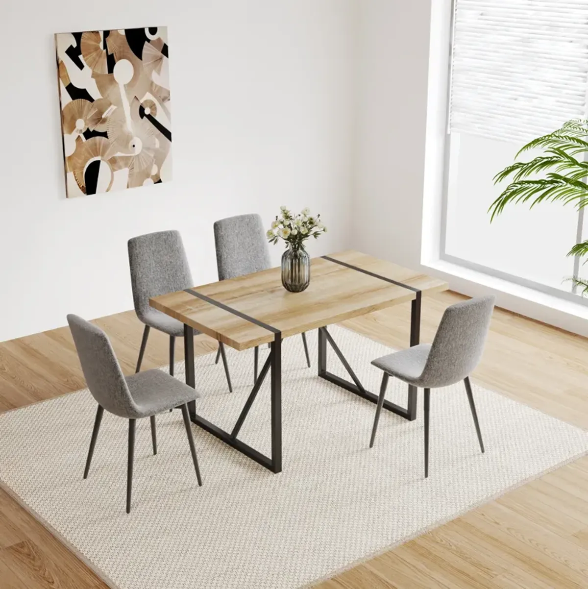 Merax Dining Table and 4 Dining Chairs Dining Set