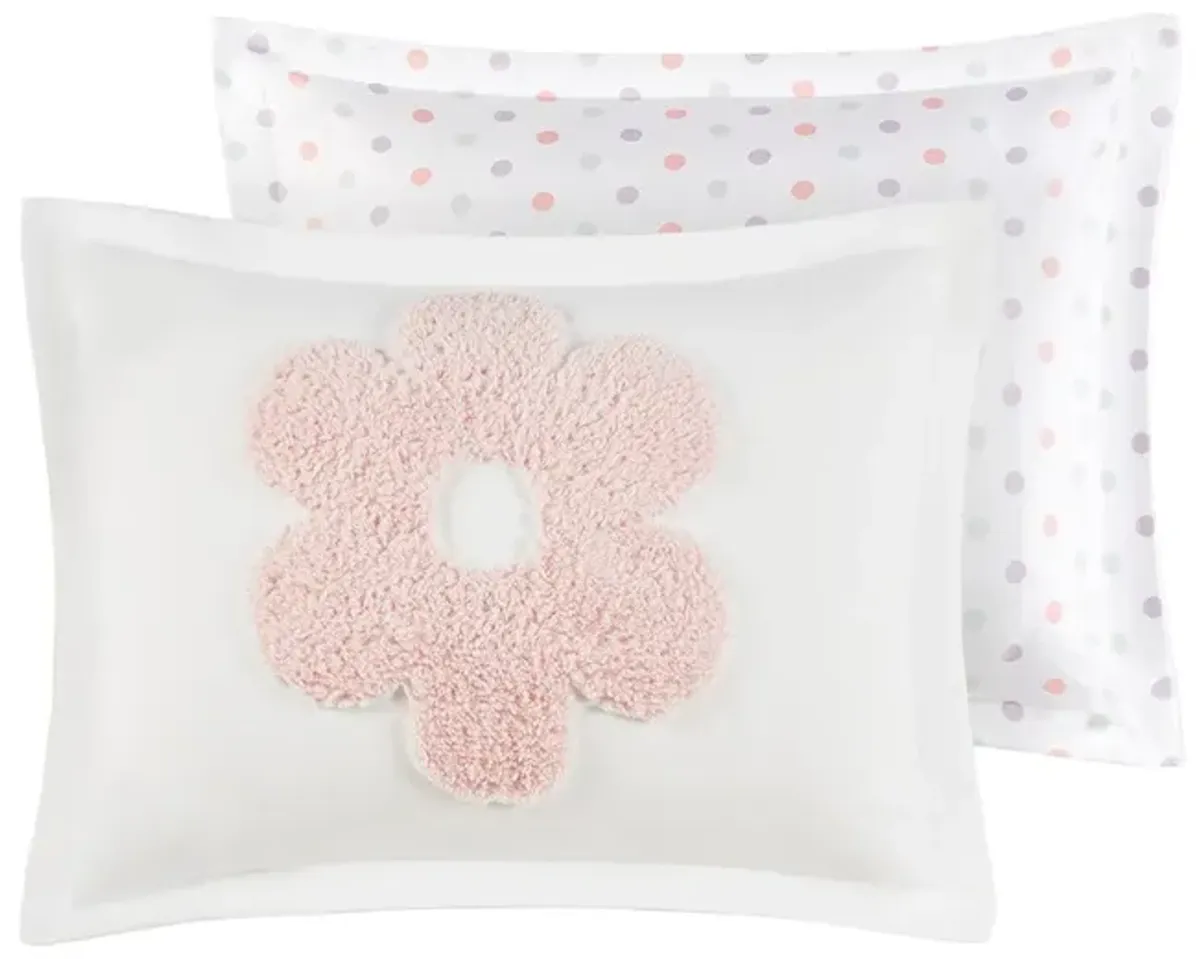 Gracie Mills Eubert Colorful Floral Reversible Chenille Comforter Set with Flower Throw Pillow