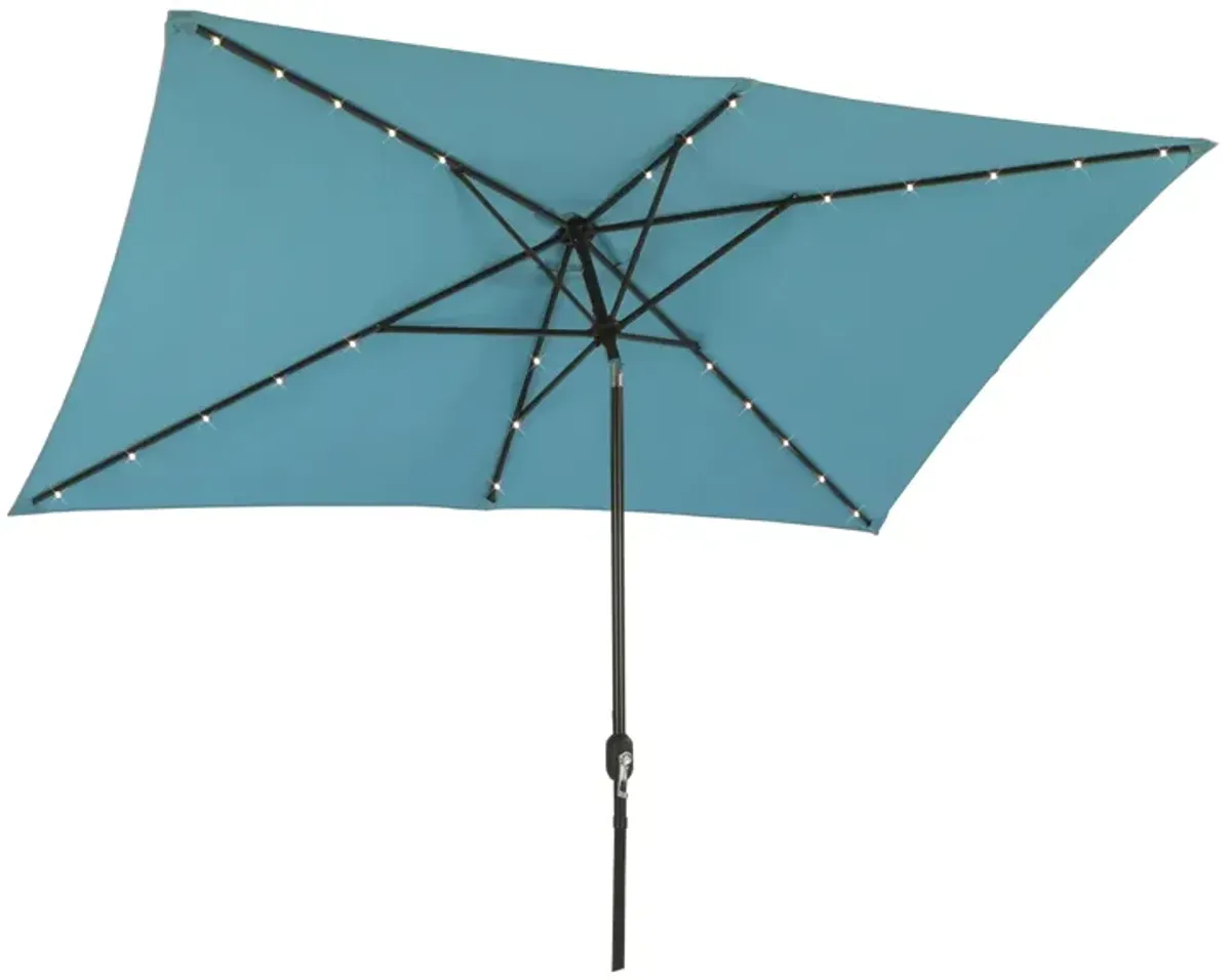 MONDAWE 10ft Rectangular Solar LED Market Patio Umbrella