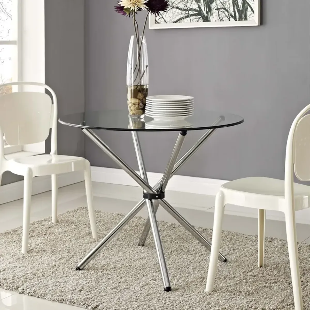 Modway - Baton Round Dining Table Clear