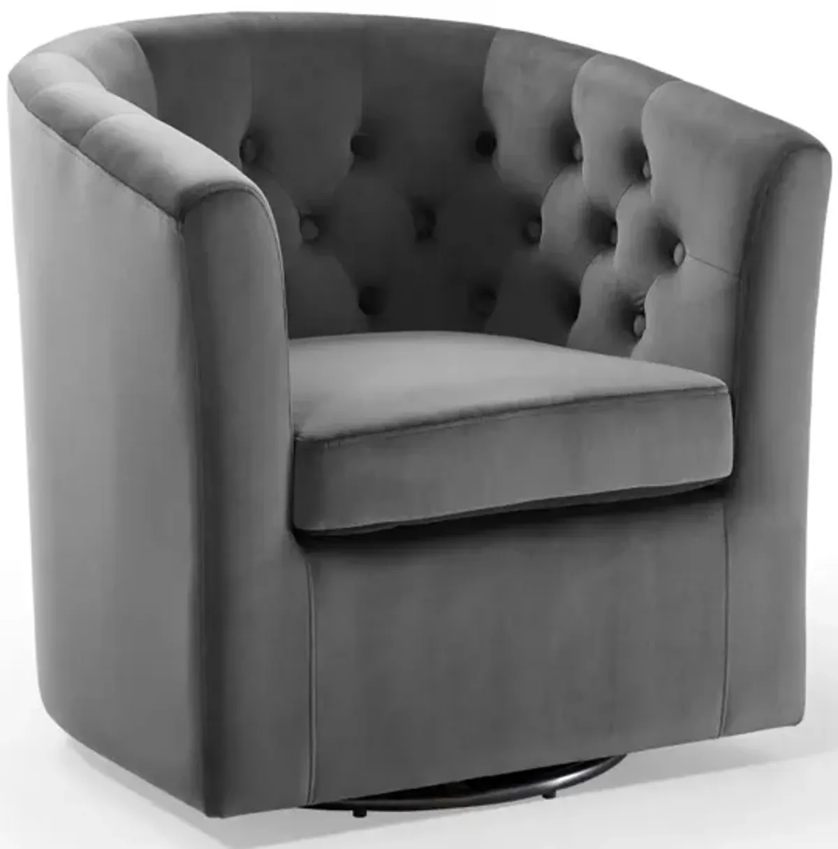 Prospect Tufted Performance Velvet Swivel Armchair Charcoal