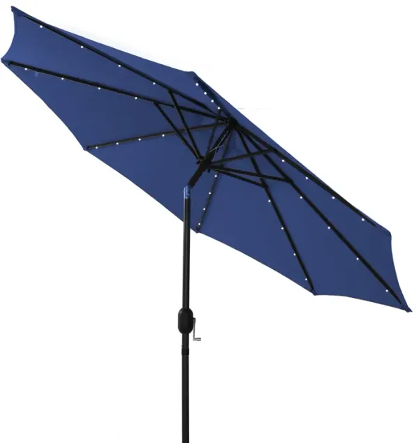 Mondawe 9ft Patio Umbrella Outdoor Market 32 LED Solar Umbrella with Tilt and Crank