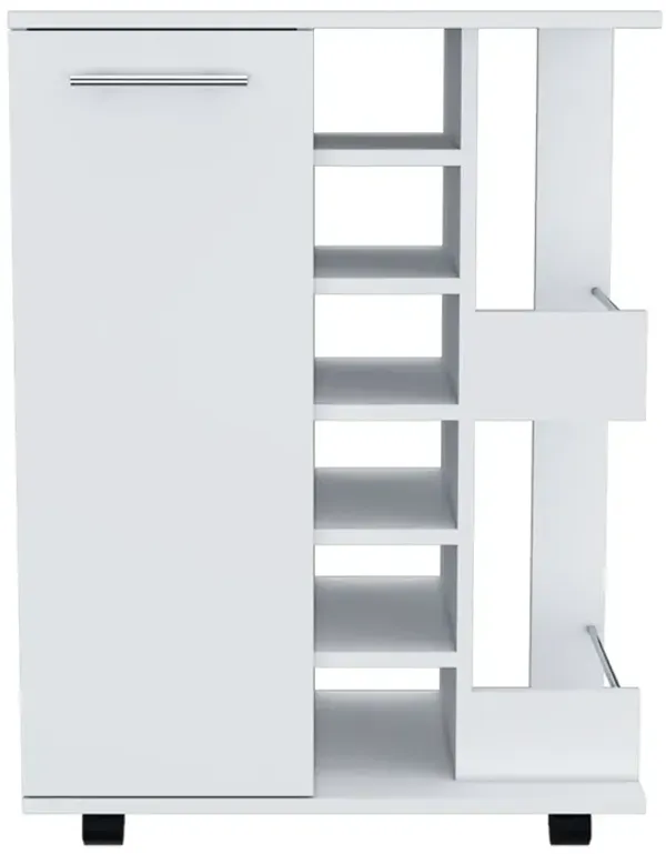 Streamdale Bartlet 2-Shelf 6-Bottle Bar Cart With Division White