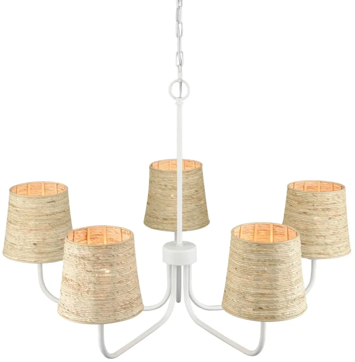 Abaca 34" Wide 5-Light Chandelier in White