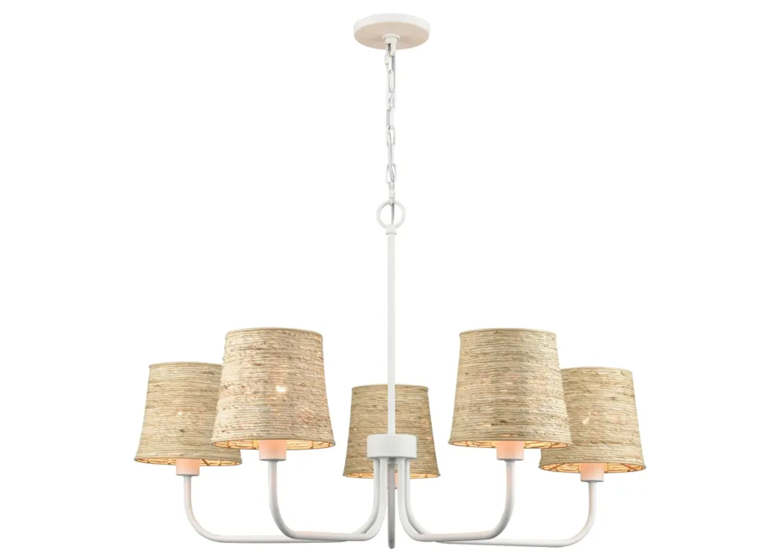 Abaca 34" Wide 5-Light Chandelier in White