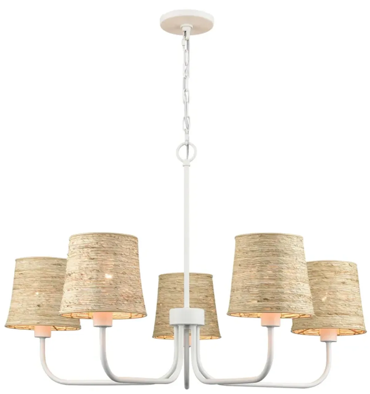 Abaca 34" Wide 5-Light Chandelier in White