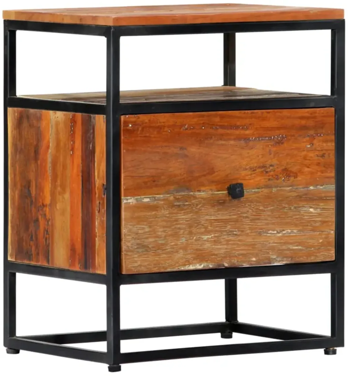 vidaXL Bedside Cabinet 15.8"x11.8"x19.7" Solid Reclaimed Wood and Steel