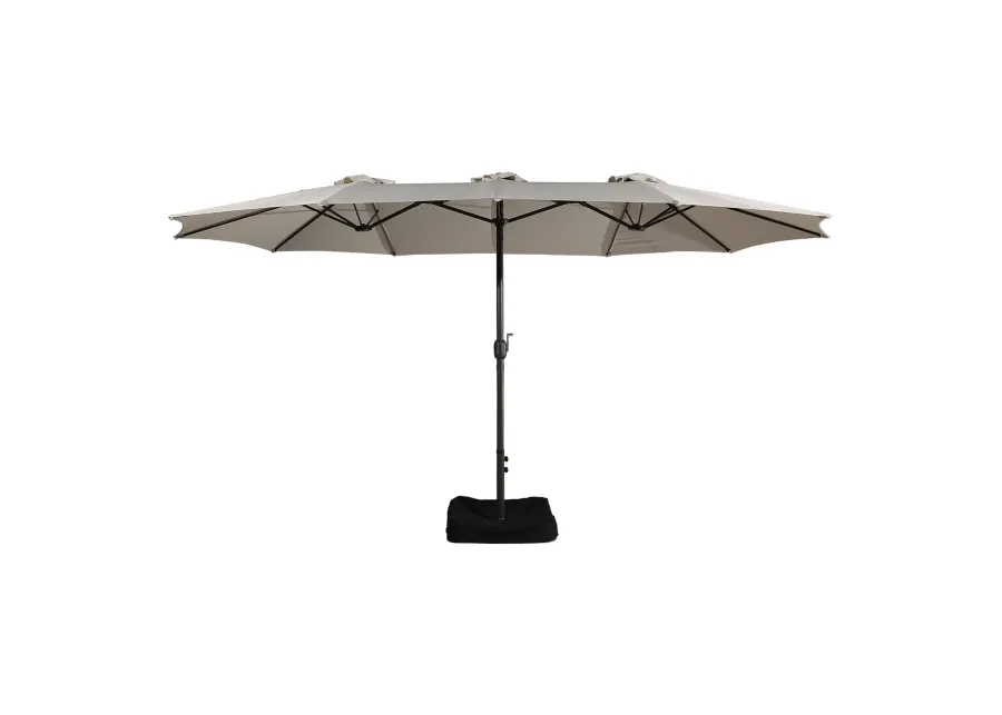 MONDAWE 15ft Rectangular Double-Sided Outdoor Patio Market Umbrella Coffee