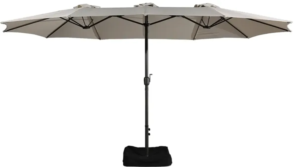 MONDAWE 15ft Rectangular Double-Sided Outdoor Patio Market Umbrella Coffee