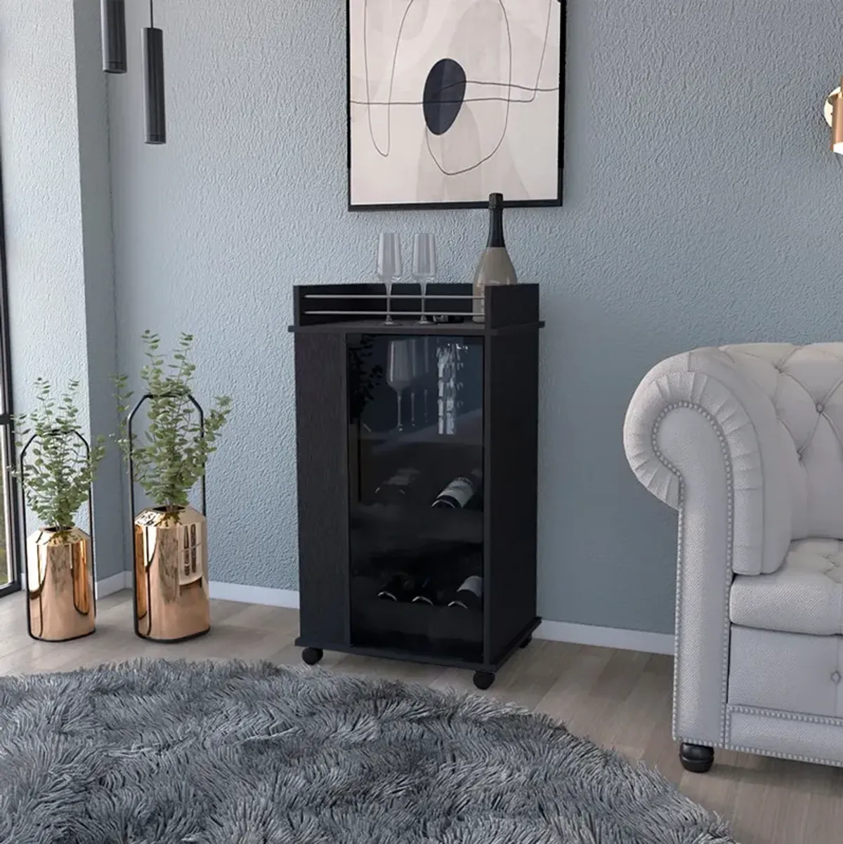 Bar Cart Beaver, Living Room, Black