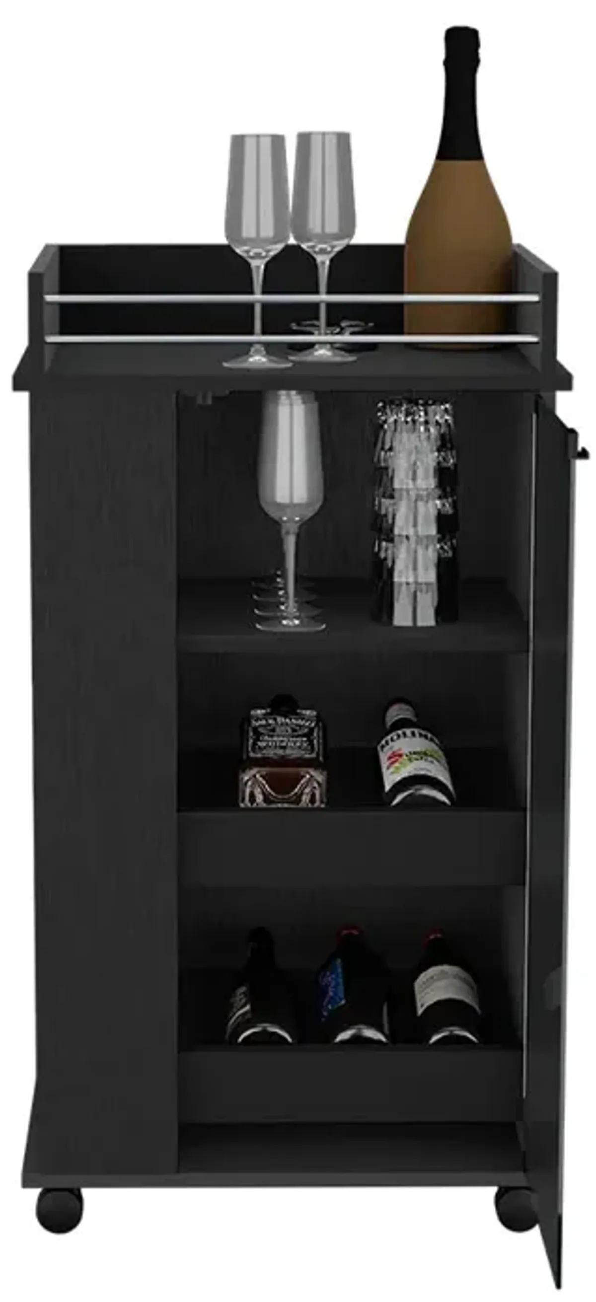 Bar Cart Beaver, Living Room, Black