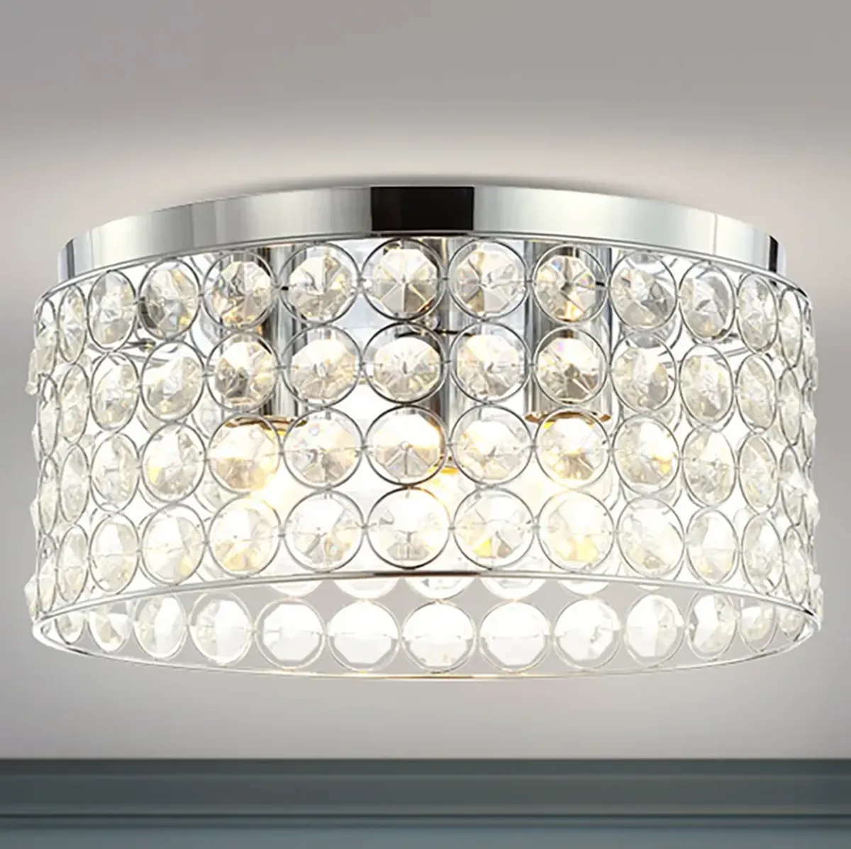 Ellen 3-Light Crystal/Metal LED Flush Mount