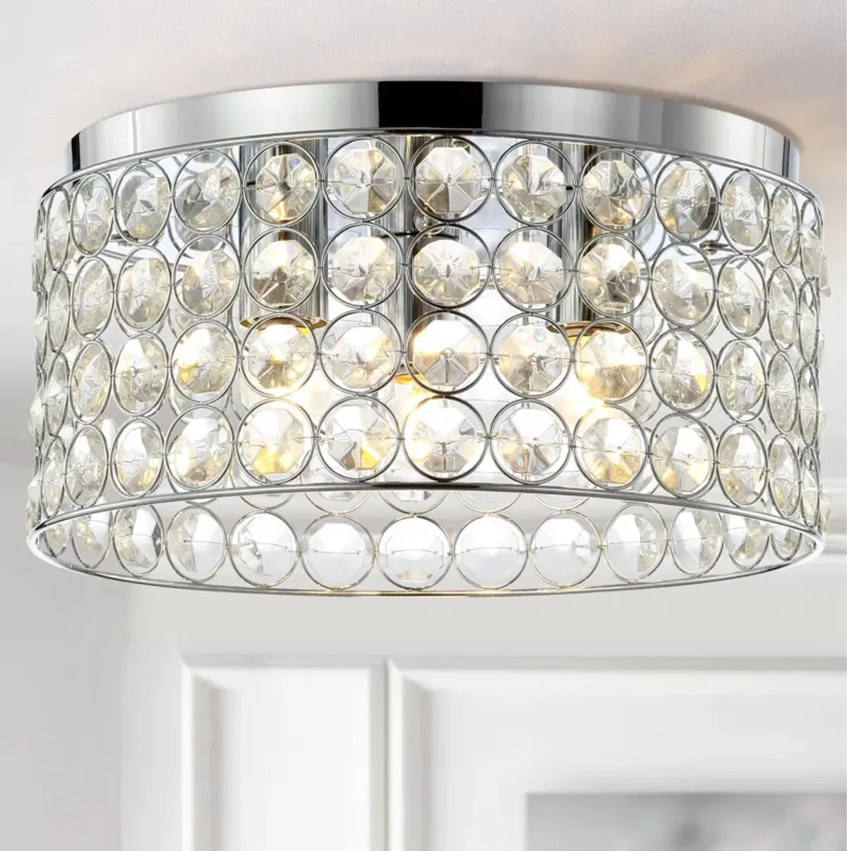 Ellen 3-Light Crystal/Metal LED Flush Mount