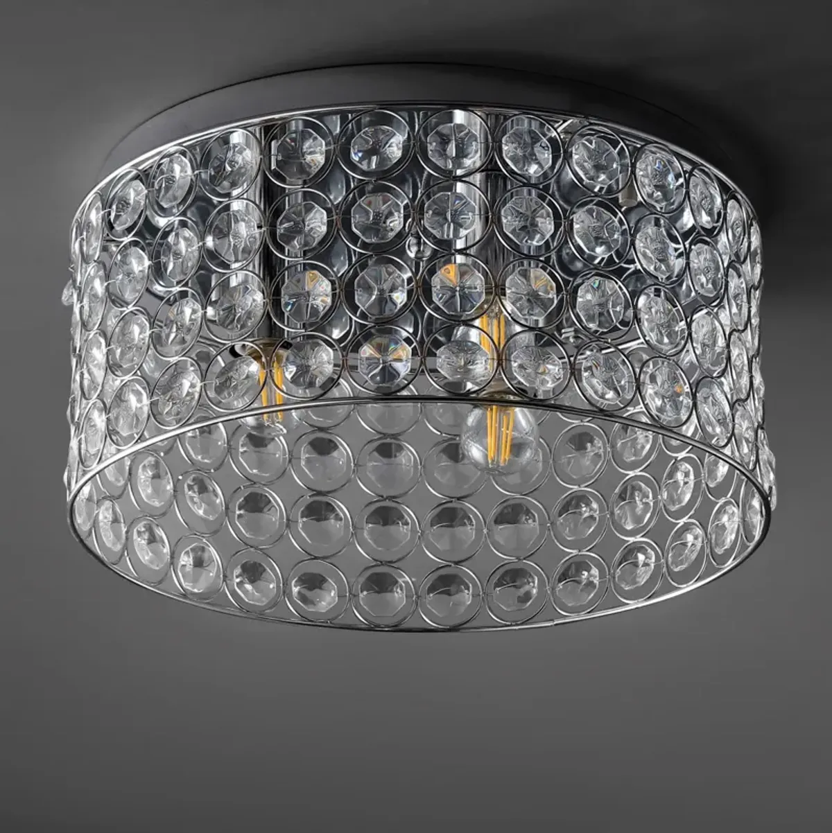 Ellen 3-Light Crystal/Metal LED Flush Mount