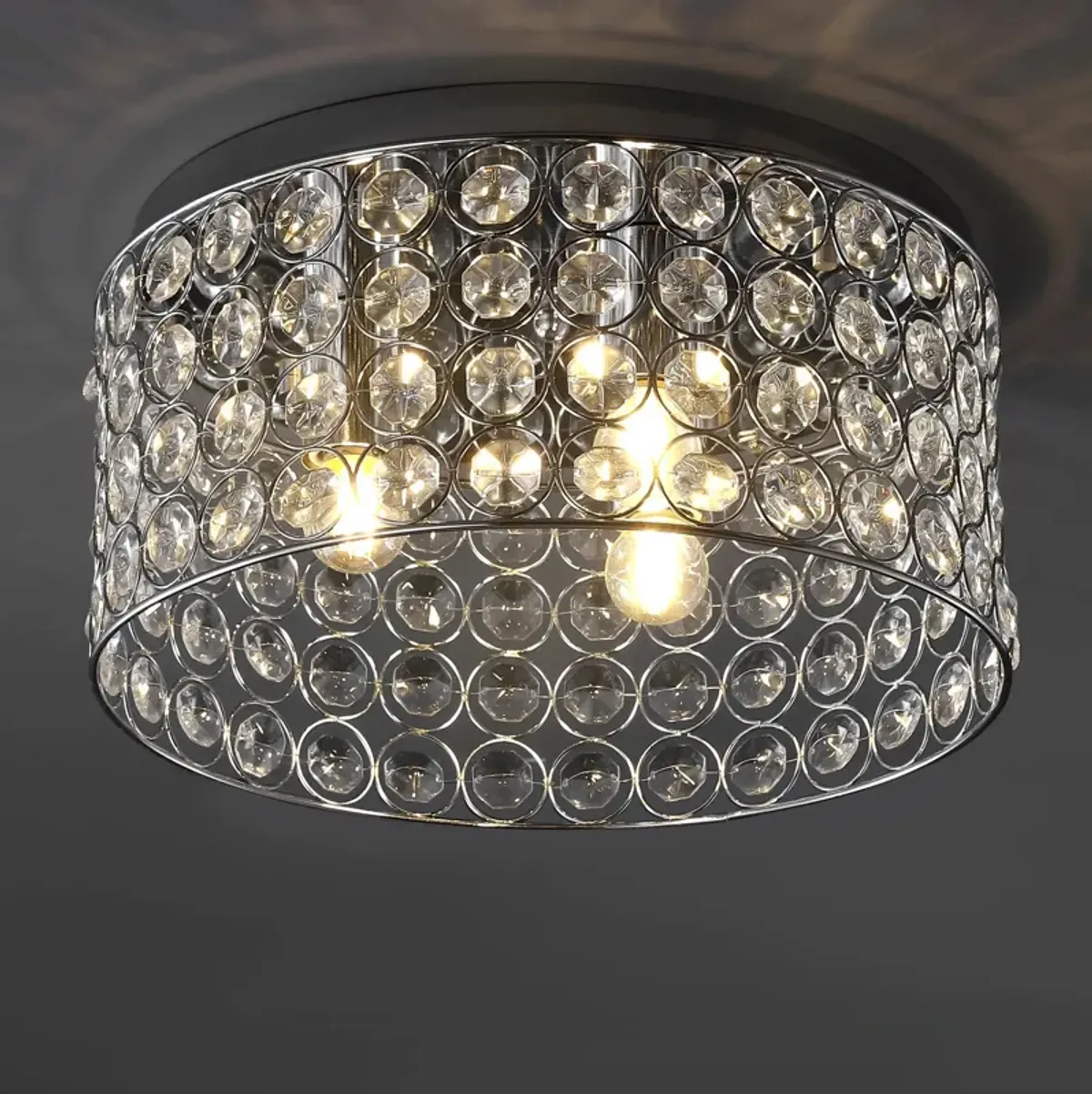 Ellen 3-Light Crystal/Metal LED Flush Mount