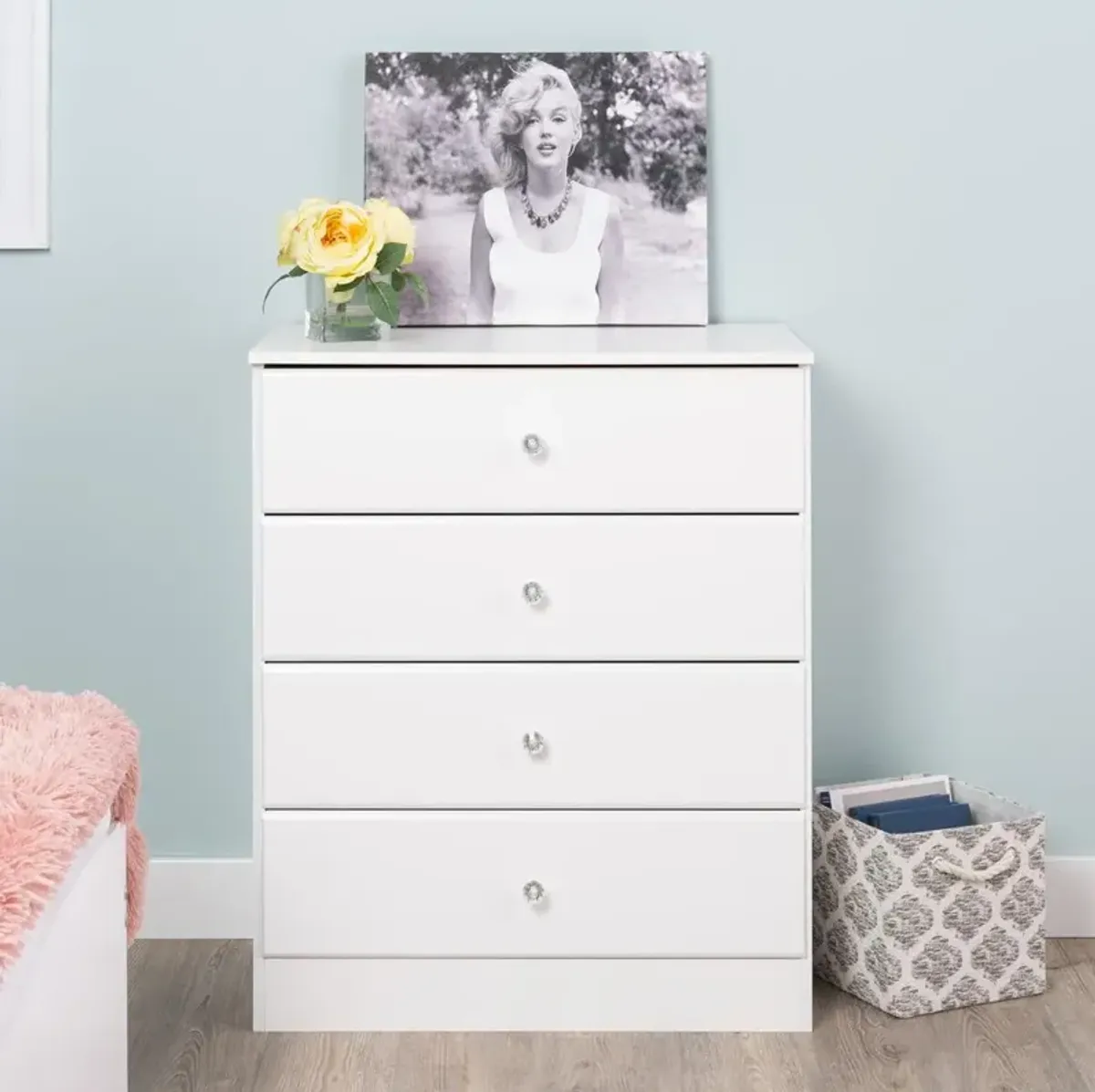 Prepac Astrid 4-Drawer Dresser, Crystal White