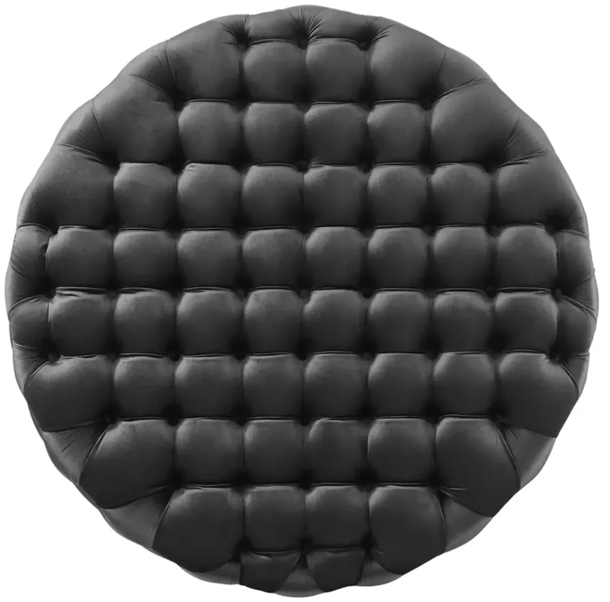 Amour Tufted Button Large Round Performance Velvet Ottoman