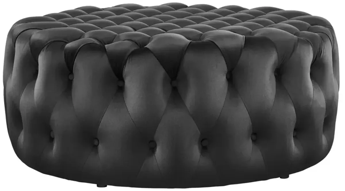 Amour Tufted Button Large Round Performance Velvet Ottoman