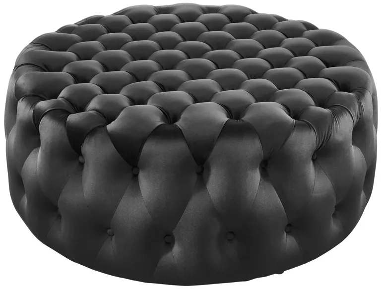 Amour Tufted Button Large Round Performance Velvet Ottoman