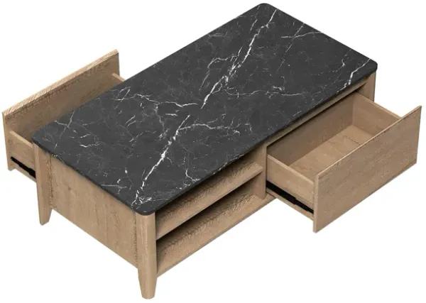 Modern Farmhouse Double Drawer Coffee Table, 47 Inch