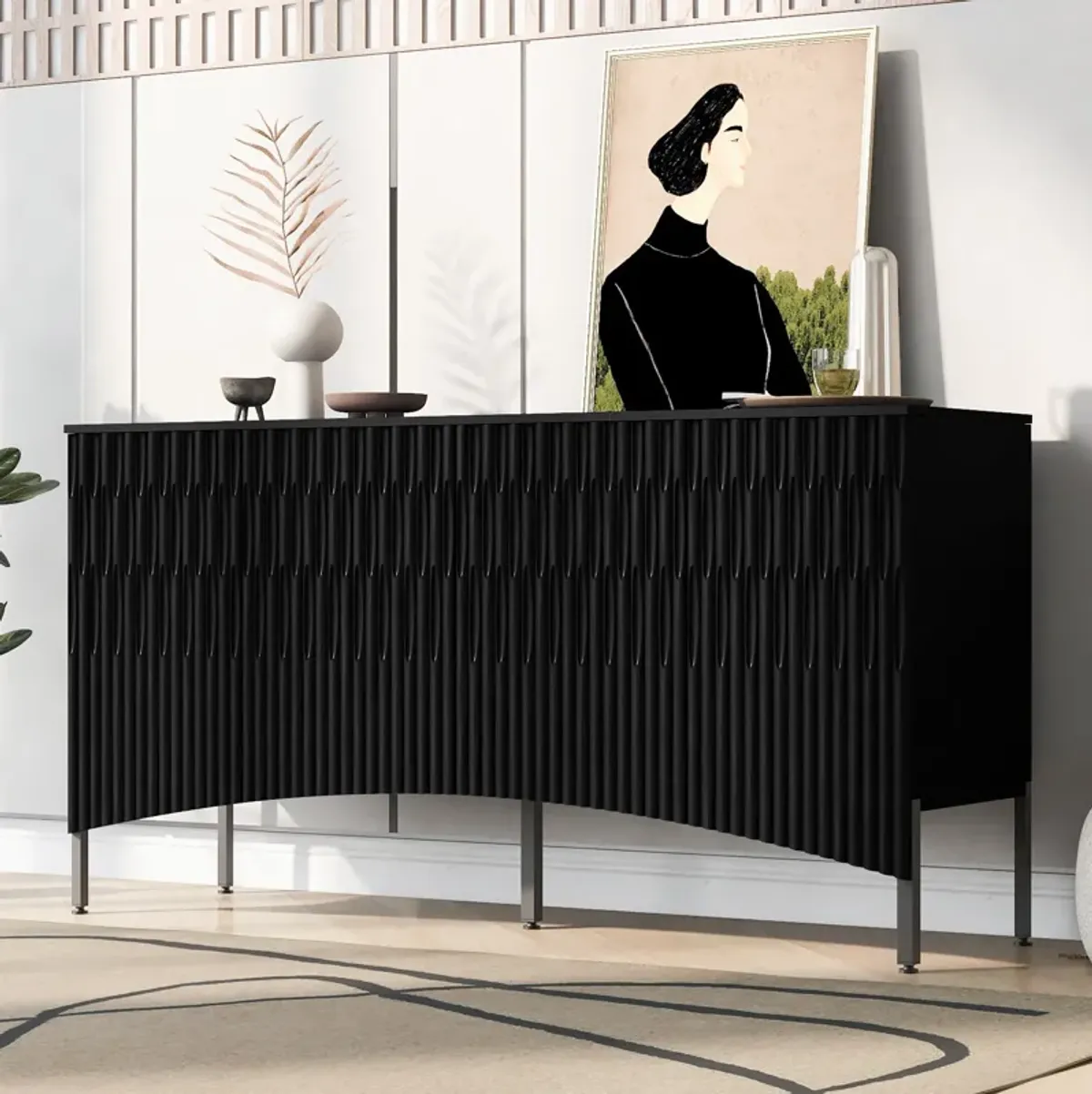 Merax Four-Door Sideboard Storage Cabinet