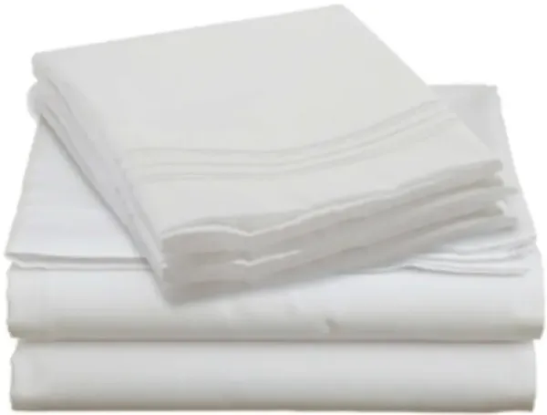 Queen size 4 Piece Sheet Set in White Microfiber