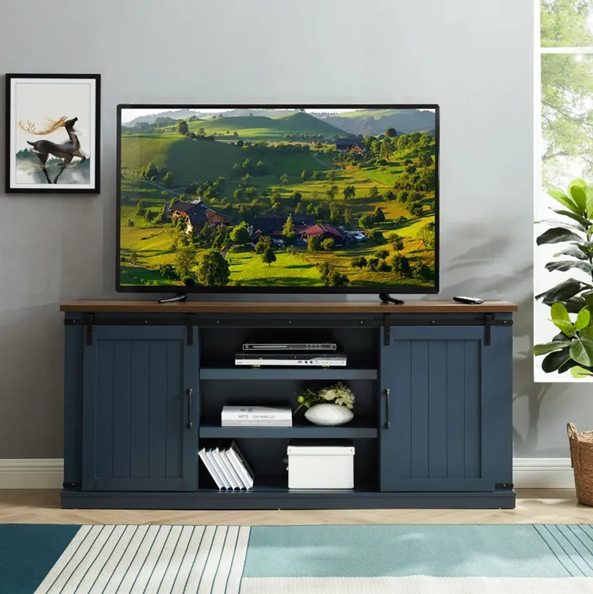 FESTIVO 68" Rustic Barn Door TV Stand for TVs up to 75"