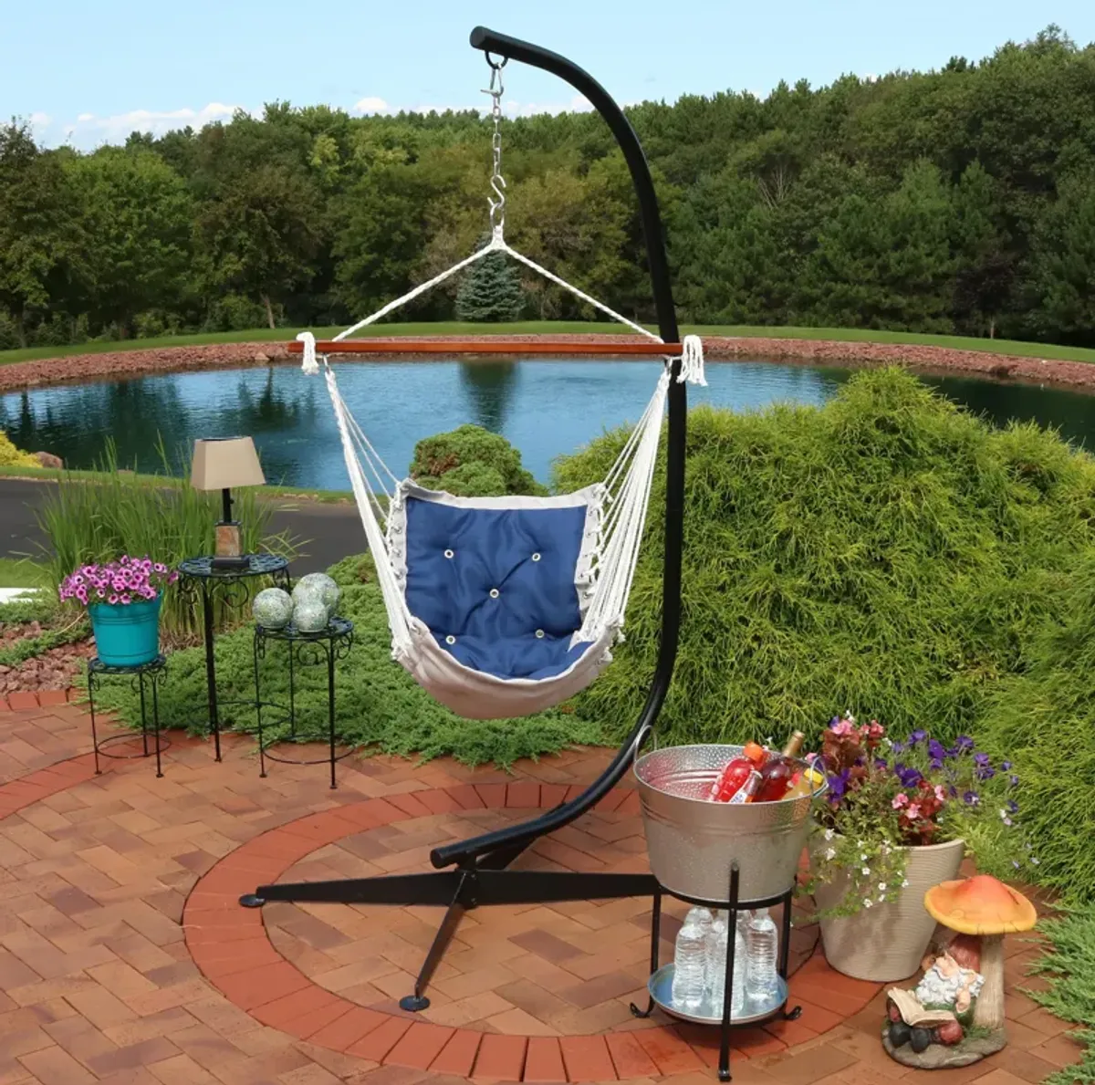 Sunnydaze Polyester Victoria Hammock Chair with Steel C-Stand