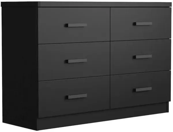 Woodpeckers Furniture And Mattress Double Dresser 6 Drawer DD (Black)