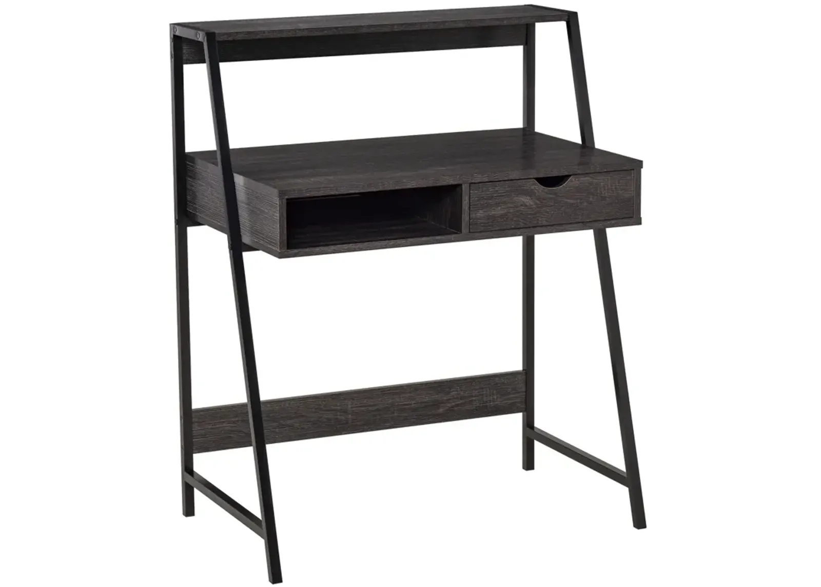 Gray Compact Workspace: Small Space Writing Desk with Storage