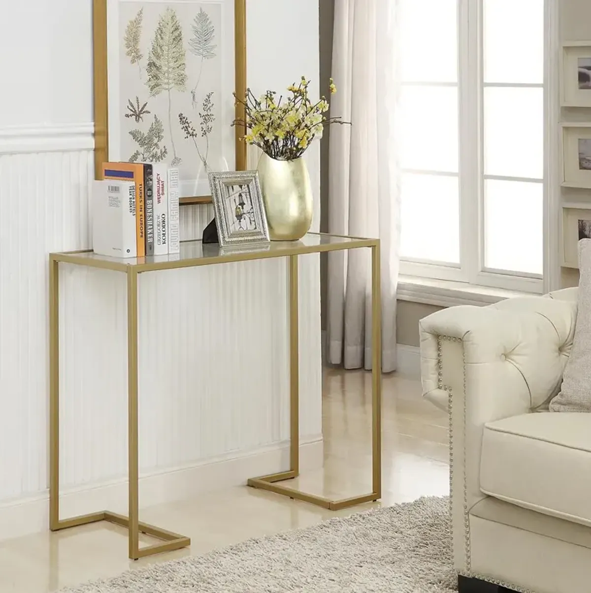 Carolina Living Monaco Glass Top Console Table - Gold