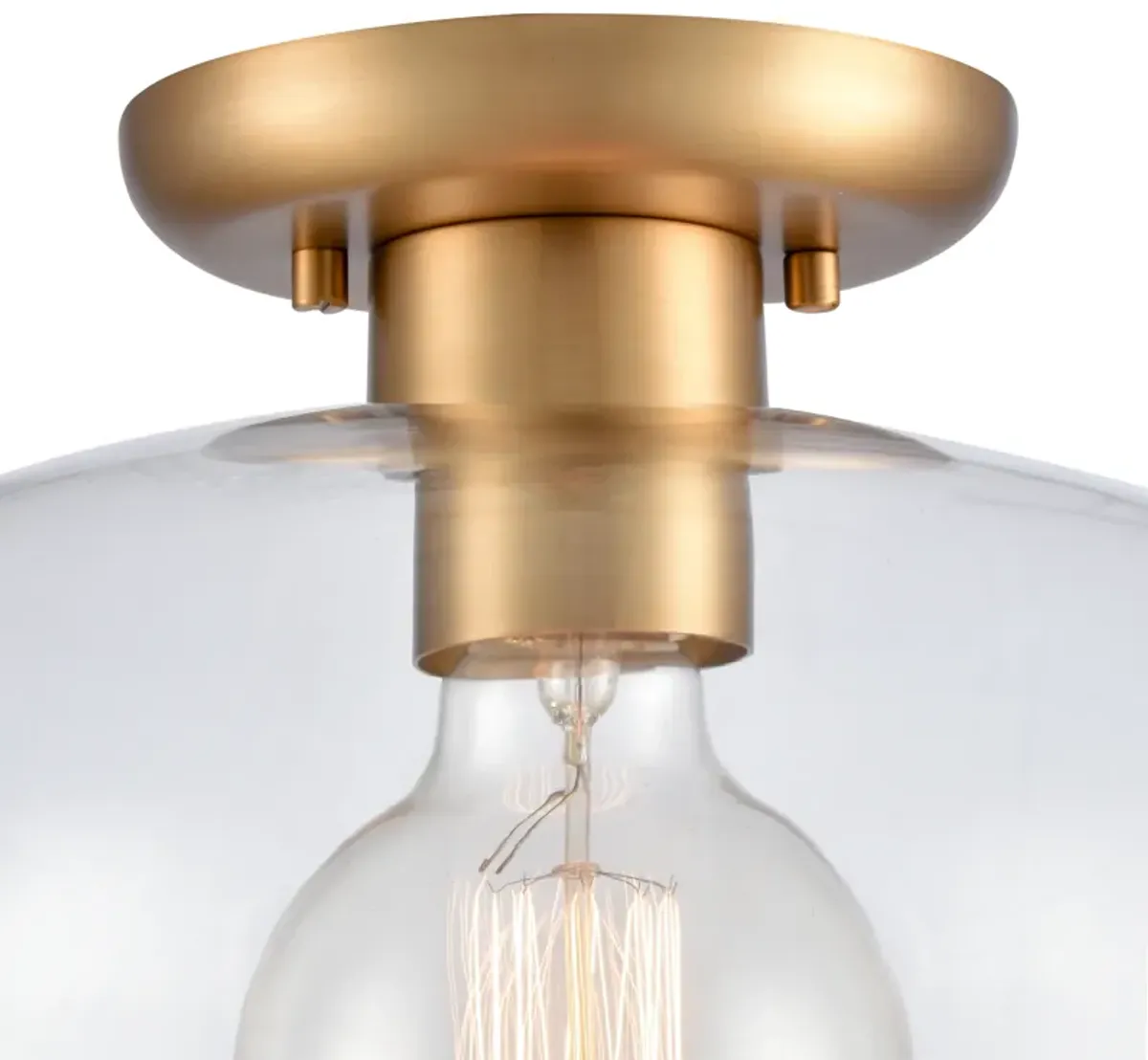 Brewer Gold Semi Flush Mount with Transparent Glass