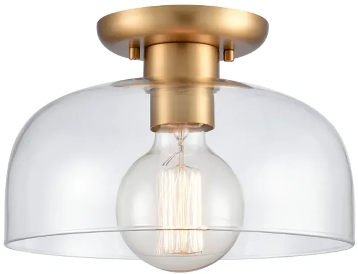 Brewer Gold Semi Flush Mount with Transparent Glass