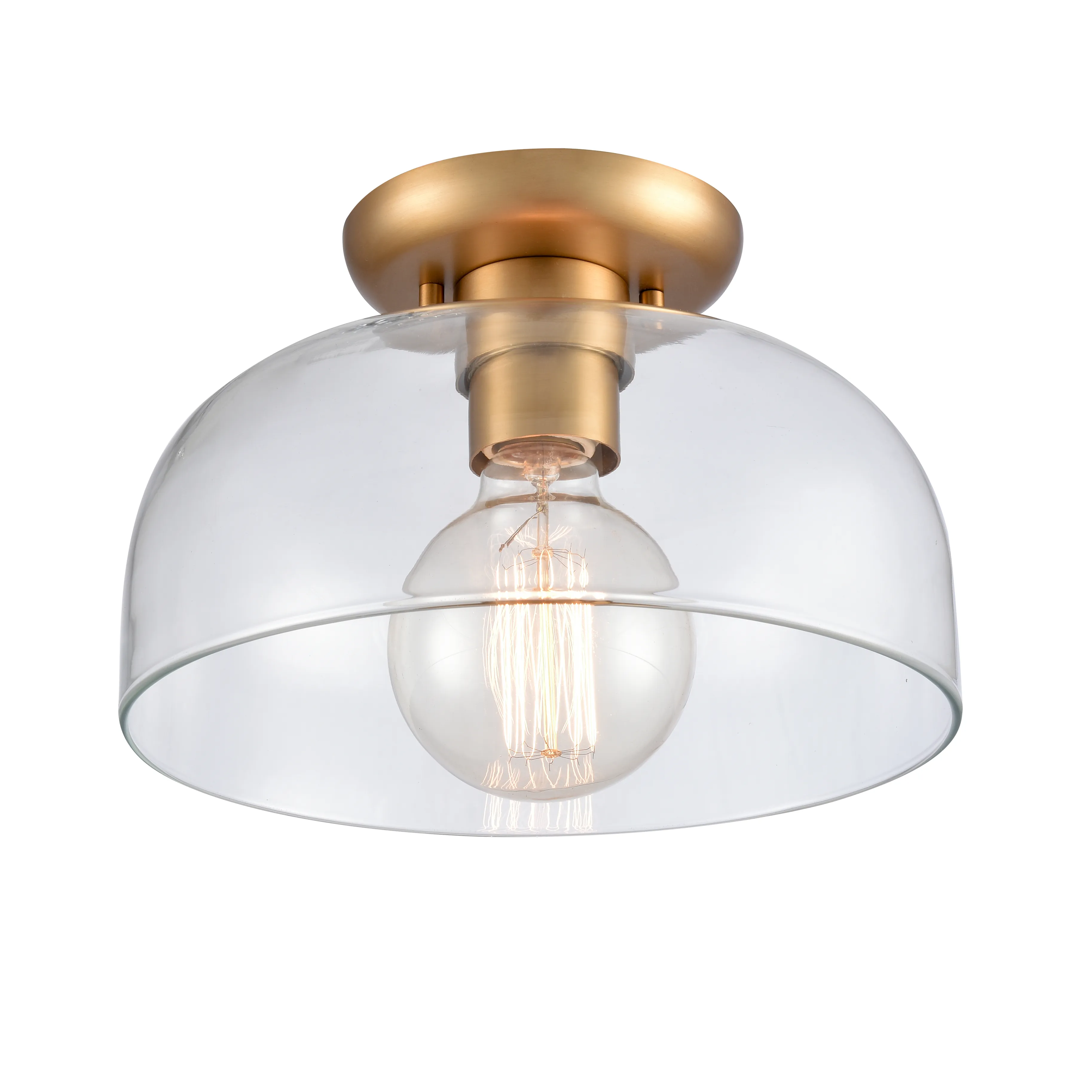 Brewer Gold Semi Flush Mount with Transparent Glass