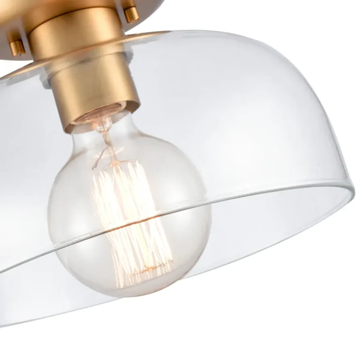 Brewer Gold Semi Flush Mount with Transparent Glass