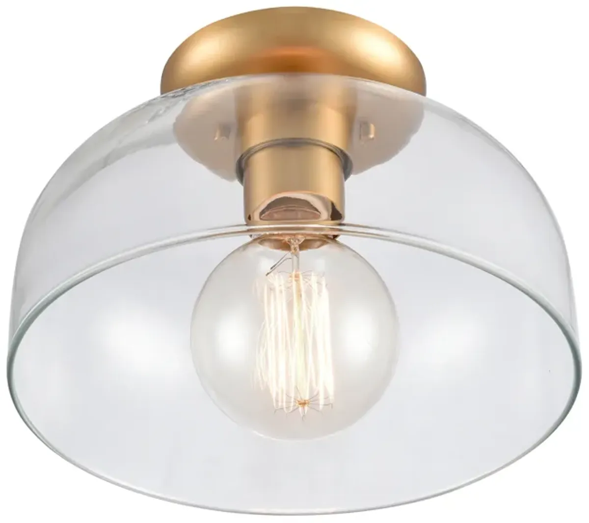 Brewer Gold Semi Flush Mount with Transparent Glass