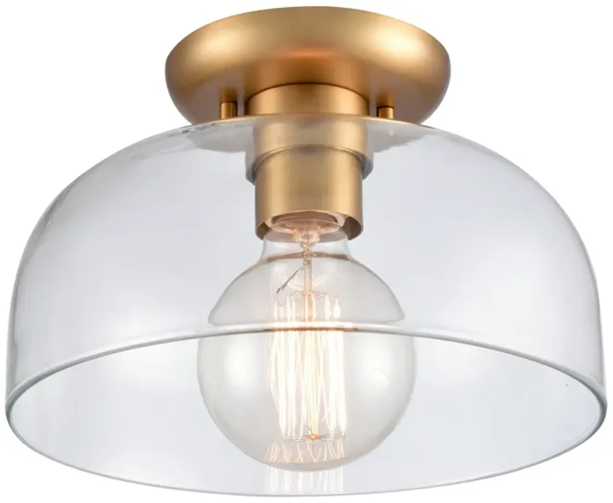 Brewer Gold Semi Flush Mount with Transparent Glass