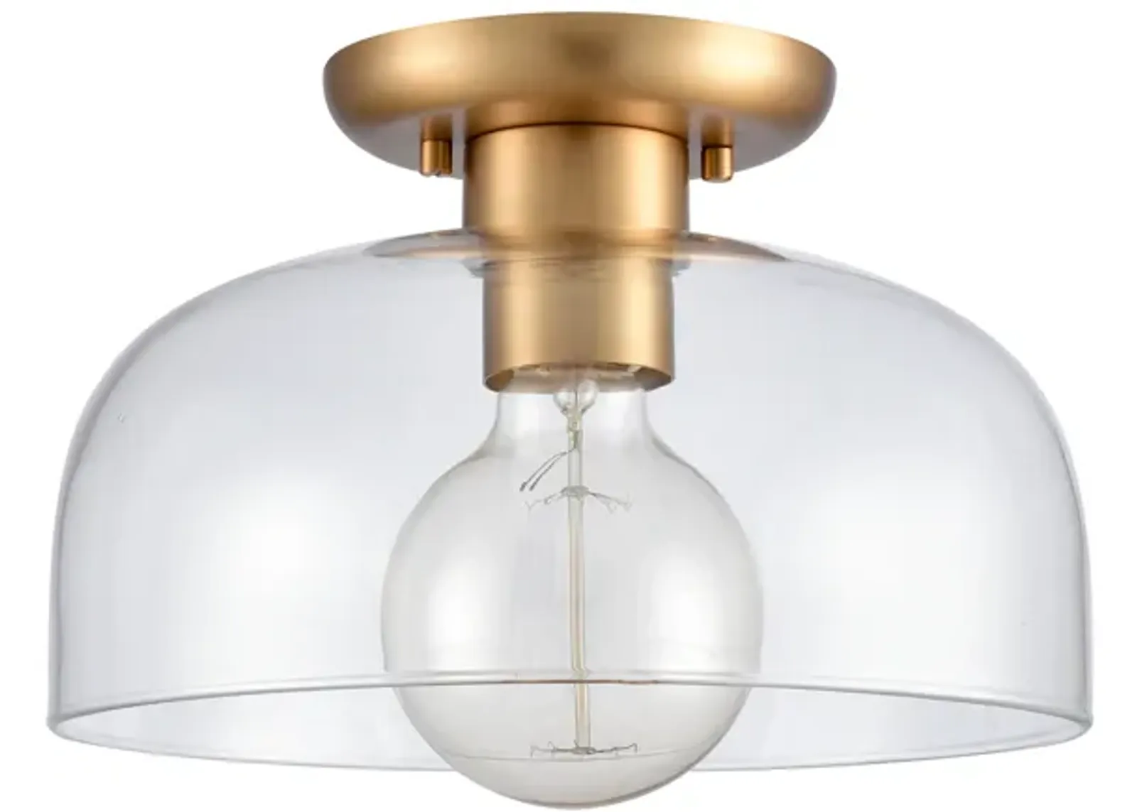 Brewer Gold Semi Flush Mount with Transparent Glass