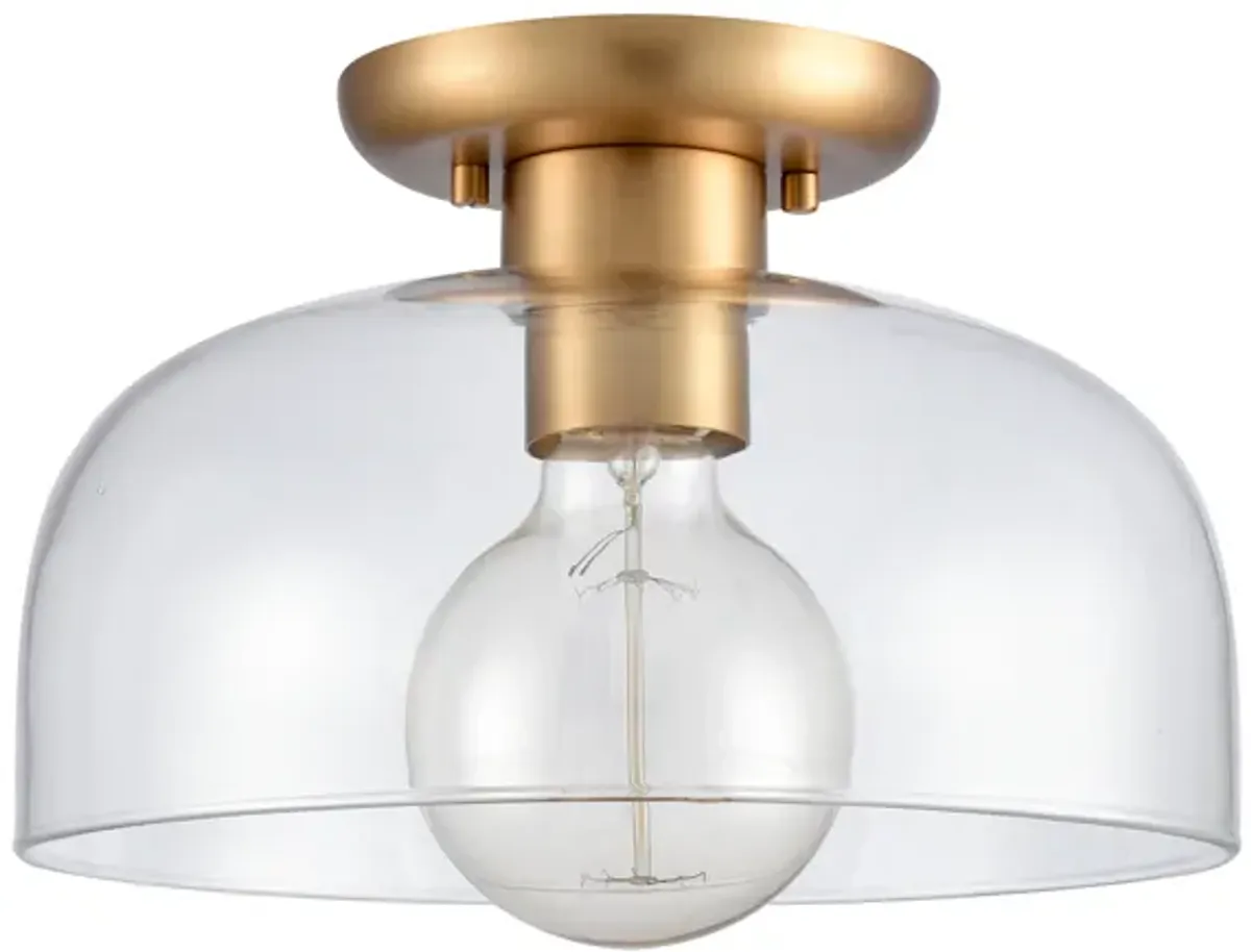 Brewer Gold Semi Flush Mount with Transparent Glass